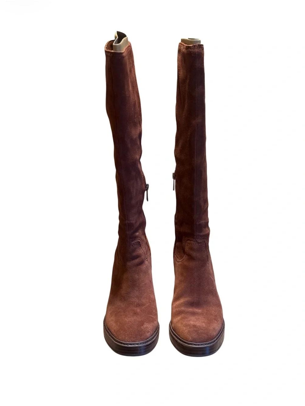 Naturalizer Ona Knee High Boots 8.5 Brown Suede Block Heel Platform